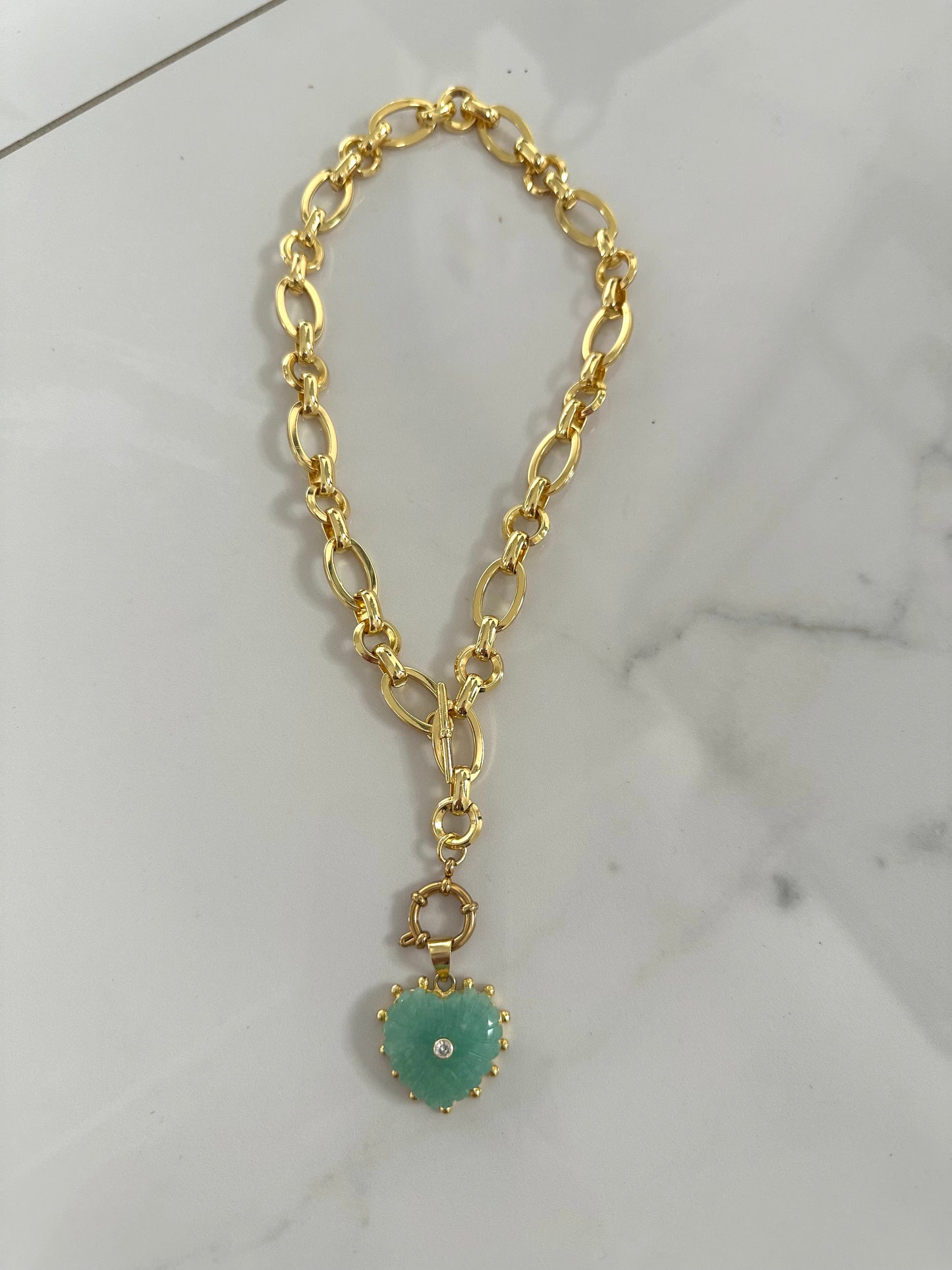 Amazonite Heart Shaped Charm Pendant